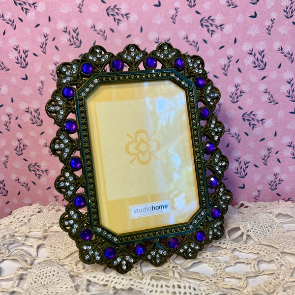 Jeweled Vintage Frame 5” x 4”Vertical by "Home Studios” circa 1980s