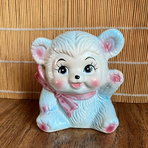 Kitschy Bear Planter Box, Vintage Ceramic Art