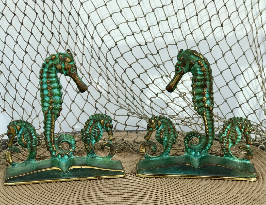 Virginia Metal Crafters brass Seahorse Bookends Etsy