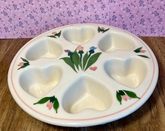 Vintage 1990 Clay Design Muffin or Cupcake Ceramic Heart Shape BAKING DISH