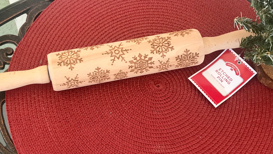 Snowflake Etched Rolloing Pin Christmas Rolling Pin Etsy
