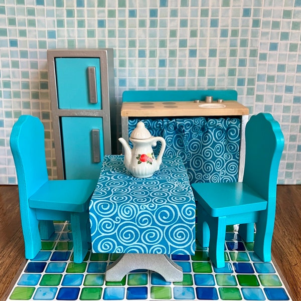 Barbie Kitchen Furniture Turquoise Vintage OOAK Reno