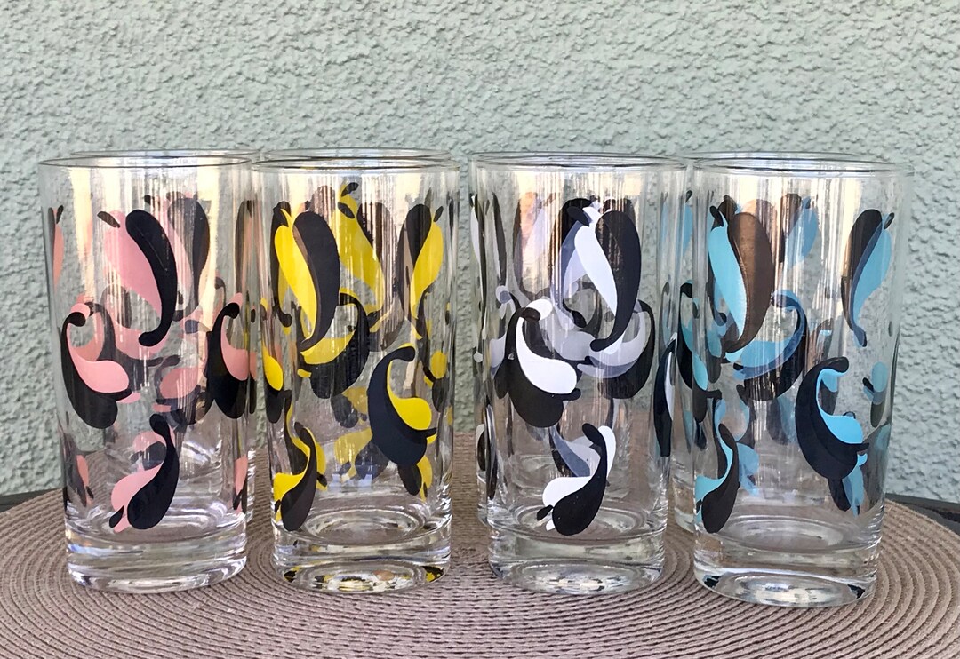 Art Deco Drinking Glasses Mid Century Modern Water/juice Etsy