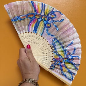 Dragonfly Hand Painted Silk Hand Fan, wedding and outdoor activities accessory, festival fan