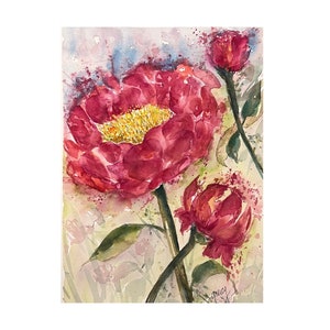 Original Peonies Watercolor Painting, Peonies Flower Painting, peonies wall art, peonies painting, peonies lover, happy art floral decor