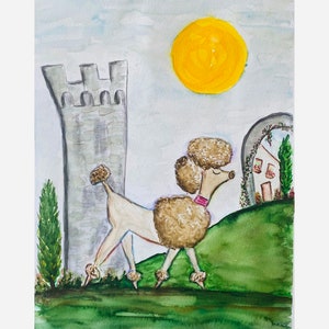 Standard Poodle Painting, Poodle Wall Art Original Watercolor Painting - Hand Painted, not a print - Poodle Lover Gift, Poodle Decor