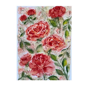 Pink Peonies Wall Art, Bold Colorful Boho Wall Art, original flower painting floral decor, Hand Painted Peonies Watercolor Painting