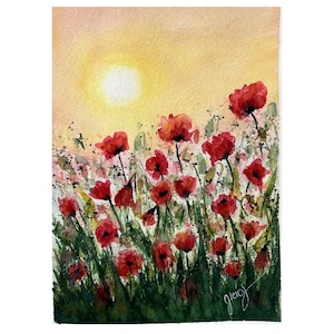 Hand Painted Poppies Art Watercolor Painting, Poppy Watercolor Original Poppies Painting, Red Poppies Flower Painting, Poppies Wall Art