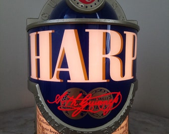 Vintage display with interior light for harp irish lager