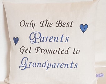 New Grandparents Cushion / Pillow  Personalised Embroidered, Fathers, Mothers Day, Gift from Grandchildren- Grandma Grandad