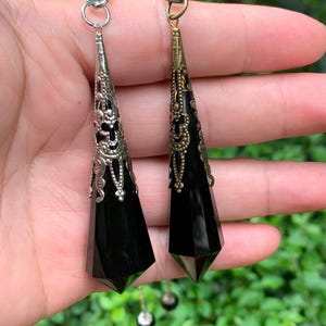 Schwarzer Obsidian Pendel, Chakra Reiki Heilstein