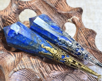 Lapis Lazuli Crystal Pendulum,Chakra Crystal Pendulum,Dowsing Tool,Gift Box,Birthday Gift,Healing Dowsing Energy Balancing,Necklace,Pendant