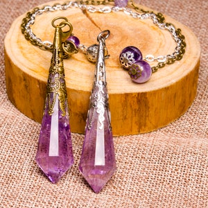 Clear Amethyst Pendulum,Chakra Crystal Pendulum,Dowsing Tool,Gift Box,Birthday Gift,Healing Dowsing Energy Balancing,Necklace