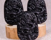 Clear Black Obsidian Hand Carved Dragon,Sculpture of the Dragon Carving,Black Obsidian Crystal,Decor,Reiki,Necklace,Pendant