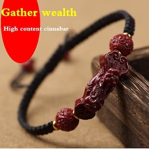 Chinesischer Zinnober-Talisman / traditionelles Armband / das Tier &quot;Pixiu&quot; das Reichtum / Exorzismus und Glück erhöht / Geburtstagsgeschenk / für jeden geeignet