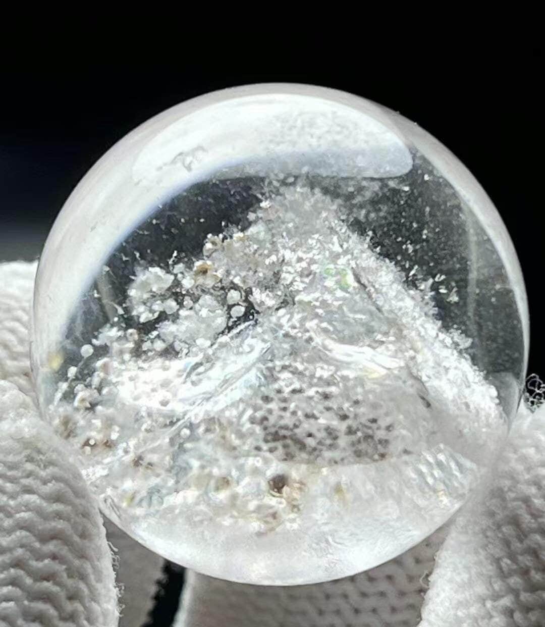 Inner Child Quartz/Pyramid Phantom Grow with Natural Clear Crystal Ball/with Inclusions of Granular White Calcite&Pyramid shape Clear Quartz
