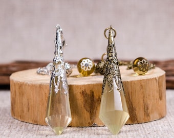 Citrine Crystal Pendulum,Chakra Crystal Pendulum,Dowsing Tool,Mystery Gift Box,Birthday Gift,Healing Dowsing Energy Balancing,Necklace