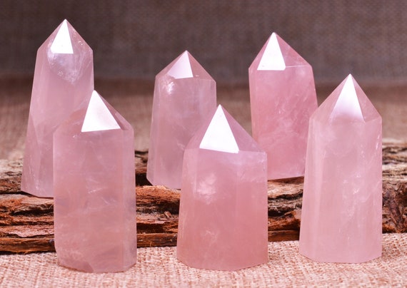Clear Rose Quartz Tower rose Crystal Quartz Point pink Stone