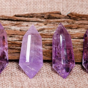 AAAAA 24 Sided Double Terminated Clear Amethyst Quartz Crystal Towers,Amethyst Stone Points,Vogel Points,Wand Healing,Wicca,Chakra,Reiki