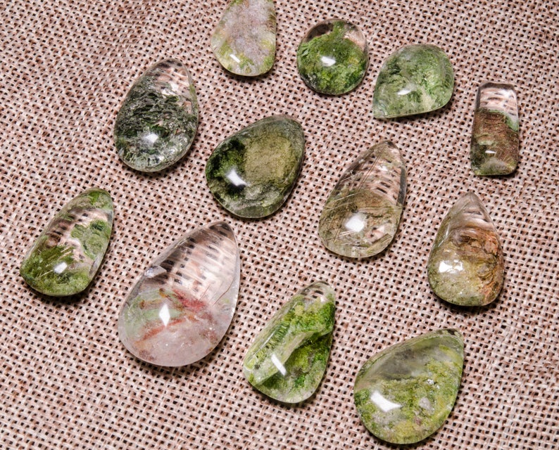 5 pcs Garden Quartz Pendant,Scenic Quartz Pendant,lodalite,Crystal Necklace,Rainbow Inclusions,Shaman Quartz,Gift for Her,Jewelry,Undrilled