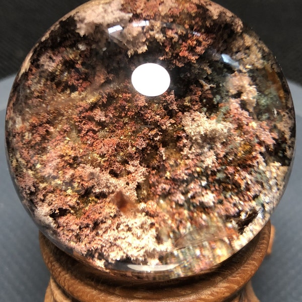 1.89“Natural Hematite Included Quartz Sphere,Phantom Crystal,Garden Quartz ,Decorations,Rare Collection,Scenic Crystal,Crystal Inclusions