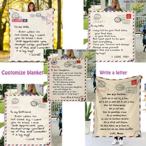 Personalizar manta, manta personalizada con letras para hija, hijo, esposa, mamá, papá, amigo, regalo de Acción de Gracias y Navidad