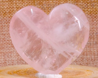 Clear Rose Quartz Necklace,Pink Stone Pendant,Rose Quartz Heart Shape,Gift for Her,Gift for Mom,Pink Stone Heart,Stone Necklace,#4890