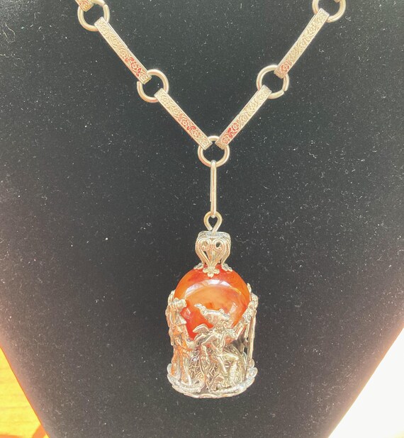 Bartolozzi-sque Carnelian Agate Character Necklace - image 1
