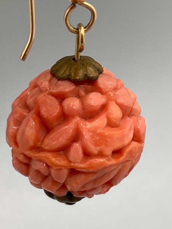 SALE! 42% OFF! Victorian Hand-Carved Salmon Coral… - image 5