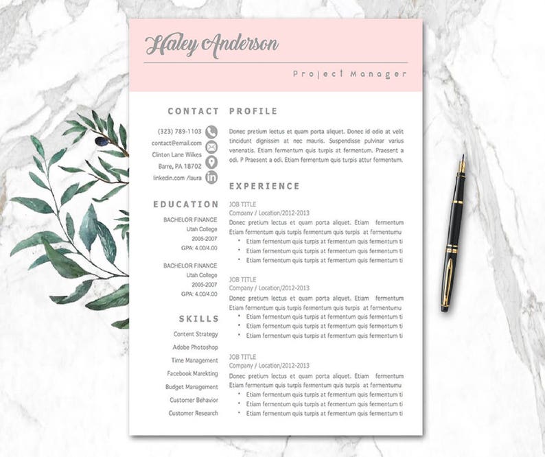 Modern Cv Template Word Cv Templates Mac Pc Cv Malli Etsy