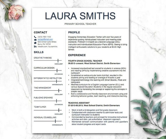 teacher resume templates modern teacher cv templates etsy modern teaching resume template