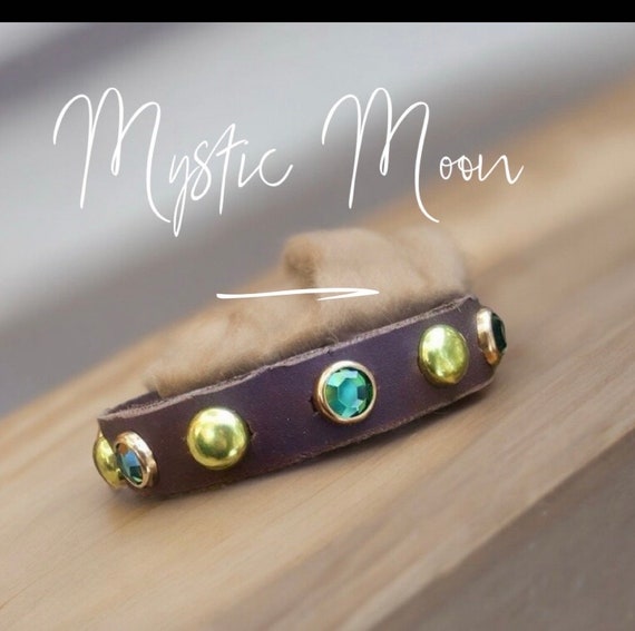 3/4 inch wide Leather dog collar for small breed dogs-cat collar with soft leather-puppy collar with bling