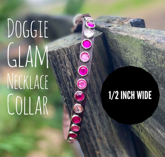girlie dog necklace collar, thin adjustable collar with rhinestone gems for large dog, collar lightweight, fun collar for puppy-puppy collar