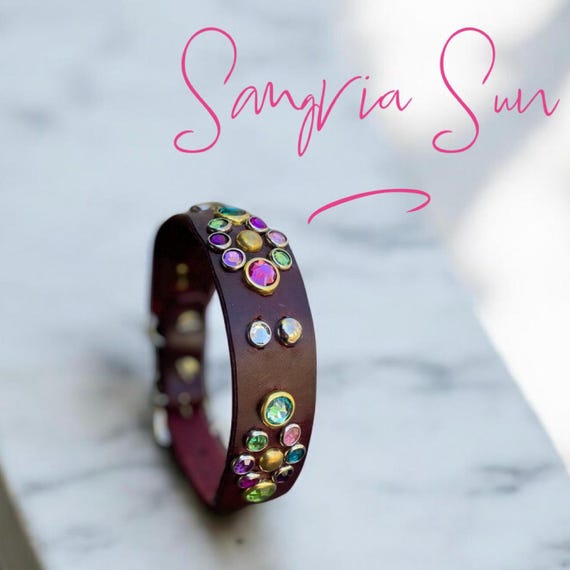 Boho  leather dog collar, girly dog collar, bling dog collar leather, Great Dane collar, puppy collar cognac leather dog collar big dog