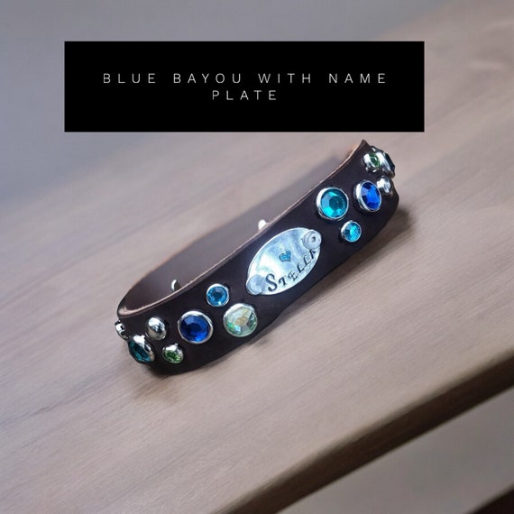 Customized leather dog collar with name tag, bling dog collar with name, big dog collar, boy dog collar leather