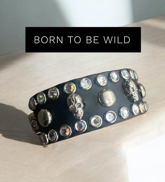 Dog Collar leather studded,silver studs, diamond rhinestones and skulls-XL Doberman collar-thick staffy collar 2 inch wide biker dog collar