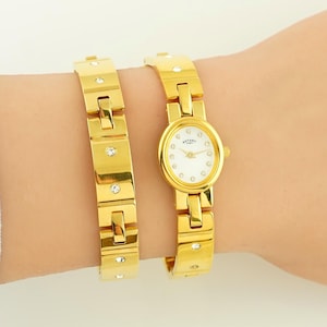 Vintage Women&#39;s Rotary watch, Watch in original box, Double bracelet Mother-of-Pearl Dial Watch, Cocktail watch, Quartz watch, gift for her