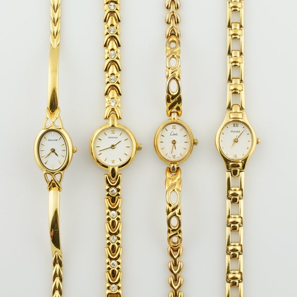 Reloj Pulsar vintage para mujer, reloj de mujer de color dorado Accurist, relojes de pulsera de cóctel delgados para mujer, regalo para ella