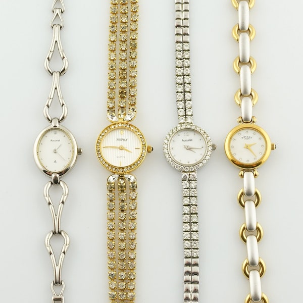 Vintage Women's Parmex Watch, Accurist tennis bracelet Watch, Thin ladies cocktail wristwatches, Gift for her