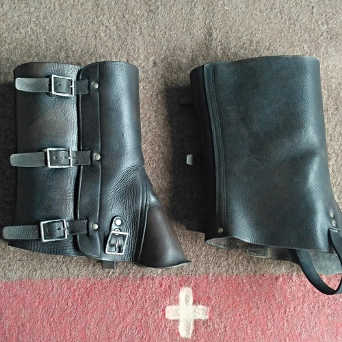 SWISS ARMY GAITERS Swiss Military Gaiters Black Leather Etsy