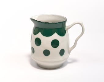 Vintage Green Polka Dot porcelain Pitcher, home decor, green porcelain milk jugs