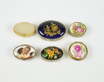 Vintage Flower Pills boxes, vintage Copper-Based Pill Box , Decorative Keepsake Onyx Box, Enamel pillbox