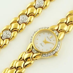 Rare Vintage Women&#39;s Accurist watch, Watch in original box, Double bracelet watch, Cocktail watch, Quartz watch, gift for her, gold watch