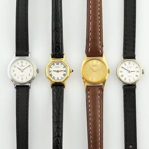 Orologio Pulsar vintage da donna, orologio da donna Seiko con cinturino in pelle, orologio rotondo sottile, orologio al quarzo, regalo per lei, orologio con cinturino in pelle