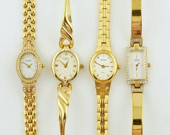 Vintage Women&#39;s Rotary Watch, Citizen thin gold colored womens Watch, Oval ladies watch, Thin ladies cocktail wristwatches, Gift for her