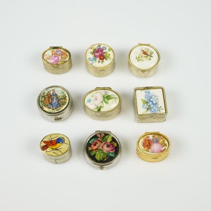 Vintage Flower Pills boxes, vintage Copper-Based Pill Box , Fragonard pillbox, Enamel pillbox