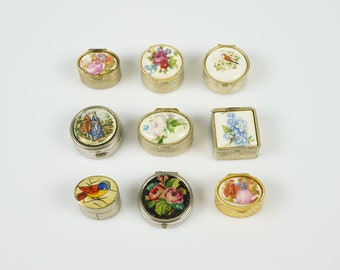 Vintage Flower Pills boxes, vintage Copper-Based Pill Box , Fragonard pillbox, Enamel pillbox