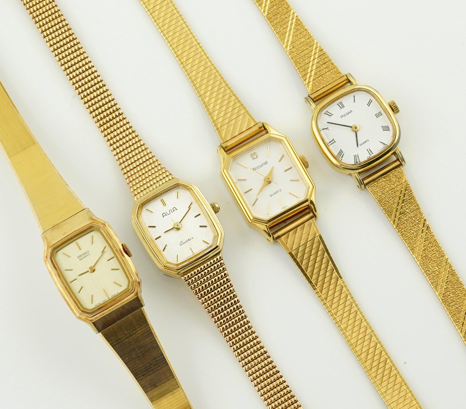 Montre Pulsar pour femme vintage, montre rectangulaire Seiko pour