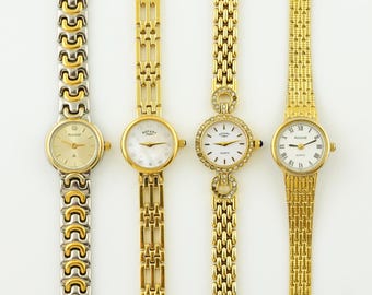 Vintage roterende dameshorloges en accuristhorloges, rond goud klassiek polshorloge