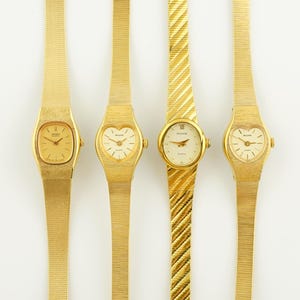 Vintage Women's Seiko Watch, Accurist gold colored womens Watch, Heart dial watch, Ladies cocktail wristwatches, Gift for her